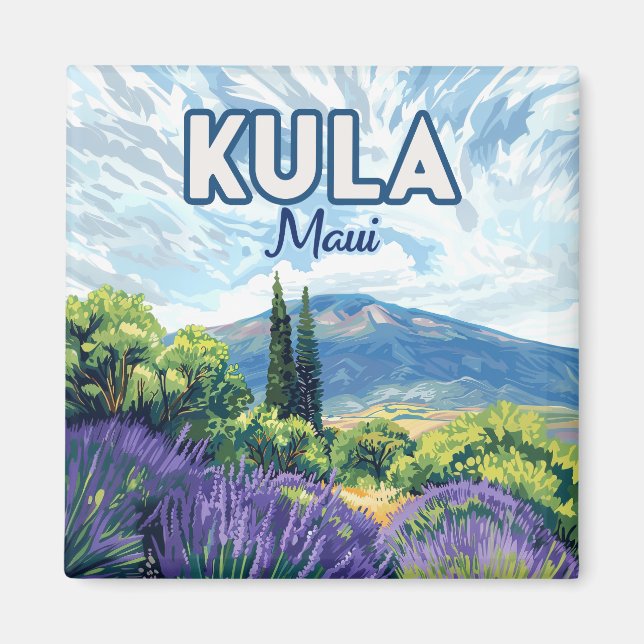 Aimant Kula Maui Haleakala Hawaii Lavender Retro (Devant)