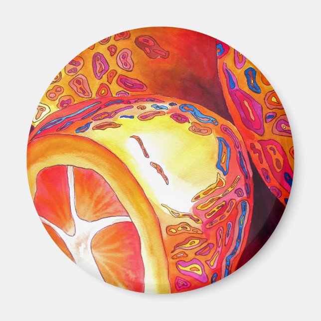 Aimant Kumquats agrumes oranges aquarelles fruits art (Devant)