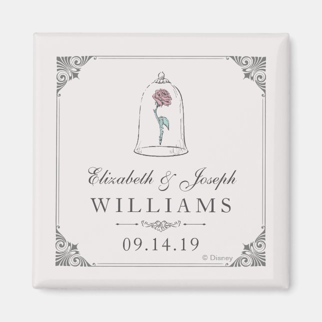 Aimant La beauté et la bête | Mariage Rose enchanté (Devant)