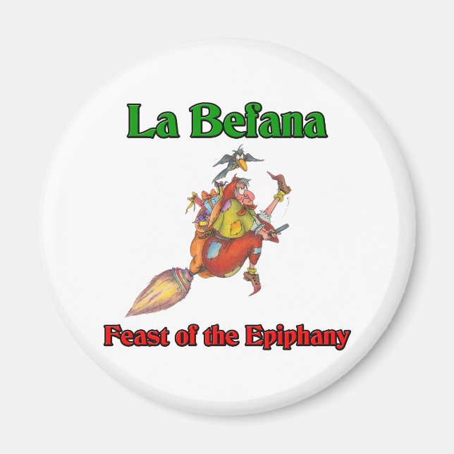 Aimant La Befana (Sorcière de Noël) Fête de l'Epiphanie (Devant)