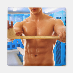 Aimant La chemise de SlipperyJoe homme musclé torse nu ab