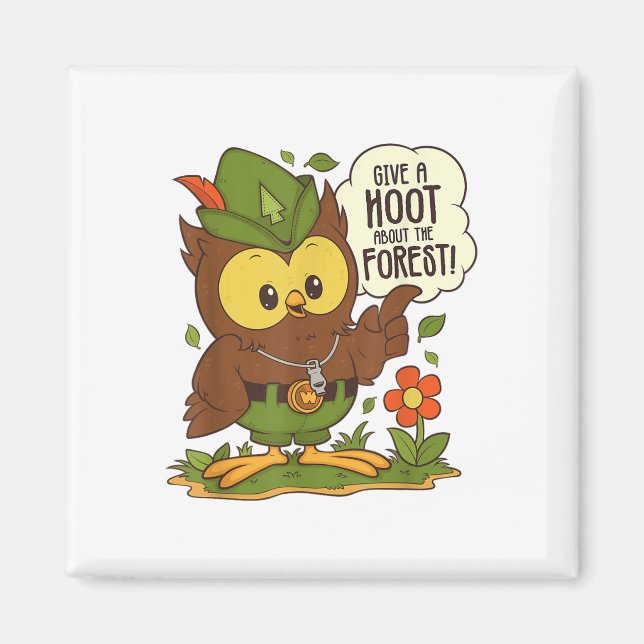 Aimant La Chouette Woodsy Donne Un Coup D'Oeil Sur La Jou (Devant)