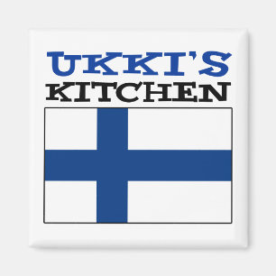 Aimant La cuisine d'Ukki avec le drapeau de la Finlande