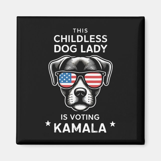 Aimant La Dame des Chiens Sans Enfants Vote Kamala Harris (Devant)