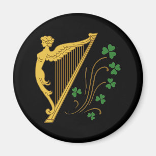 Aimant La Fête de la Saint-Patrick Harpe d'Or et Trèfles