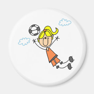 Aimant La Fille De Football Pose De L'Aimant