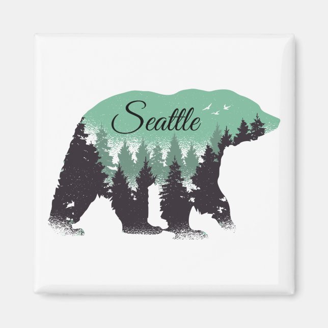 Aimant La forêt de Seattle Bear (Devant)