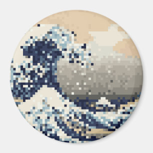 Aimant La Grande vague au large de Kanagawa 8 bits Pixel 