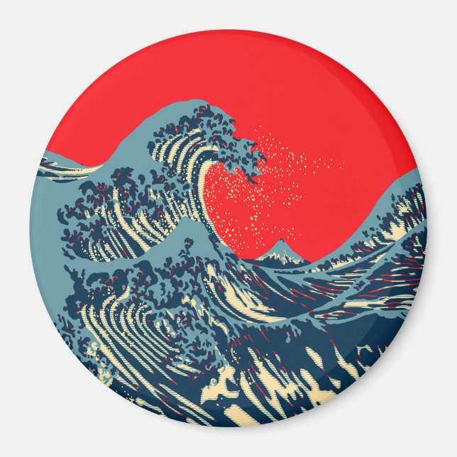 Aimant La Grande vague Hokusai dans le style art de l'esp (Devant)