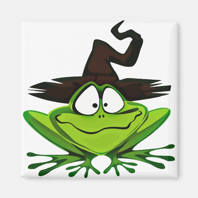 Aimant La grenouille d'Halloween en Casquette de sorcière (Devant)