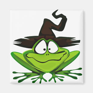 Aimant La grenouille d'Halloween en sorcière Casquette