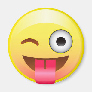 Aimant La langue heureuse clignent de l'oeil à Emoji