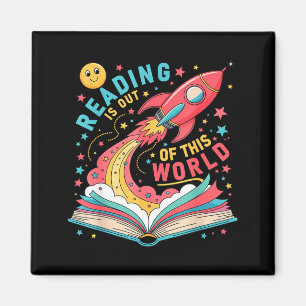Aimant La lecture est hors de ce monde livre d'espace d'a