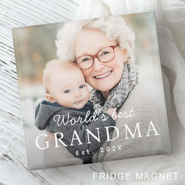 Aimant La meilleure grand-mère du monde photo de l'année  (World's best grandma grandmother est year photo magnet)