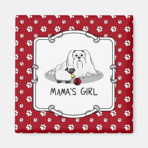 Aimant La mignonne fille de maman #2 chien maltais - mama