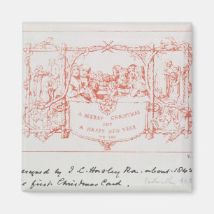 Aimant La première carte de Noël, par J.C.Horsley, 1843