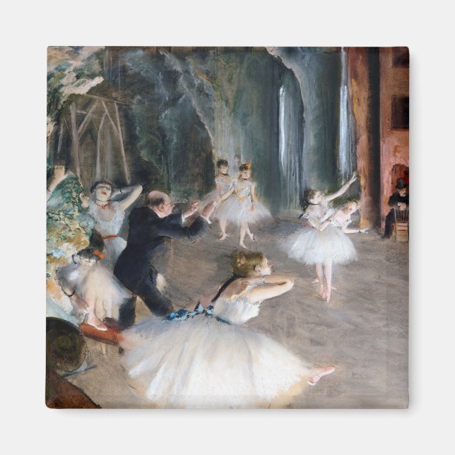 Aimant La répétition sur scène, Edgar Degas (Devant)
