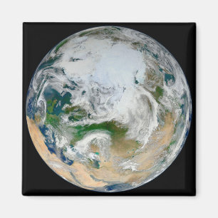 Aimant La Terre Montre L'Arctique, L'Europe Et L'Asie.