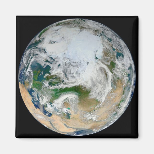 Aimant La Terre Montre L'Arctique, L'Europe Et L'Asie. (Devant)
