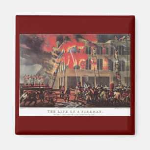 Aimant La vie d'un pompier, pompiers vintage luttant cont