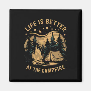 Aimant La vie est meilleure au camping-car au feu de camp