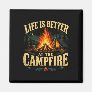 Aimant La vie est meilleure au feu de camp drôle camping-