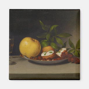 Aimant La vie toujours avec le fruit, les gâteaux et le