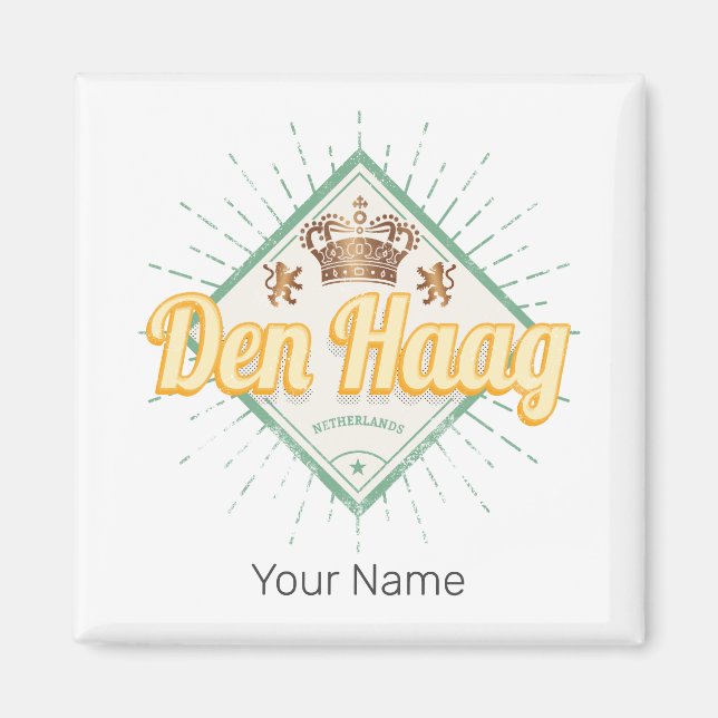 Aimant La ville de La Haye Pays-Bas Retro Holland Vintage (Devant)