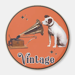 Aimant La voix de son maître Vintage Orange