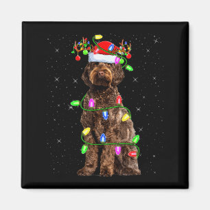 Aimant Labradoodle Chien Éclairage Noël Santa Labradoodle