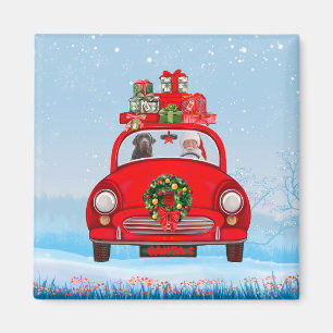 Aimant Labrador Chien En Voiture Avec Le Père Noël