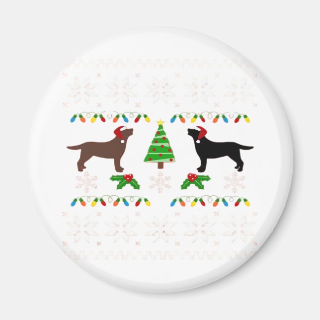 Aimant Labrador noir et chocolat Labrador Joyeux Christ (Devant)