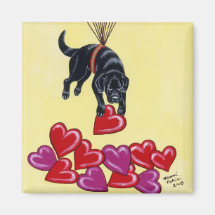 Aimant Labrador noir rassemblant l'AMOUR