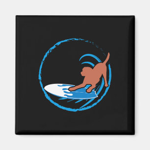 Aimant Labrador Retriever au Chocolat Maman Papa Surfant