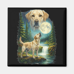 Aimant Labrador Retriever de nuit vintage hurlant à la lu