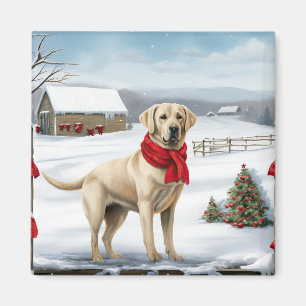 Aimant Labrador Retriever Dog in Snow Christmas
