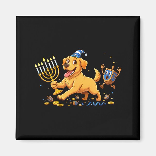 Aimant Labrador Retriever Dreidel Menorah Hanukkah Kids W (Devant)