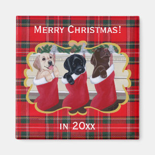 Aimant Labrador Retriever Puppies peinture de Noël