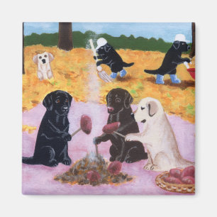 Aimant Labradors Automne Amusement