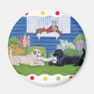 Aimant Labradors dans la peinture de jardin