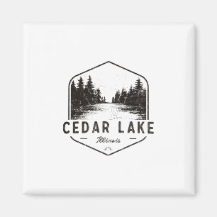 Aimant Lac Cedar Illinois Extérieur Vintage 2 