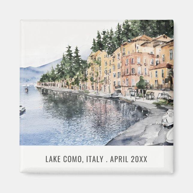 Aimant Lac de Côme Nord de l'Italie Aquarelle Voyage ital (Devant)