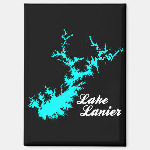 Aimant Lac Lanier Géorgie Carte artistique de rivage cyan