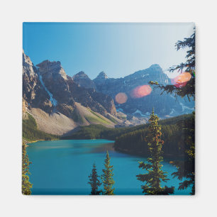 Aimant Lac moraine du coucher du soleil   d'été, Canada