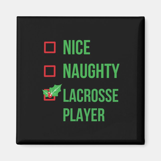 Aimant Lacrosse Player Funny Pajama cadeau de Noël (Devant)