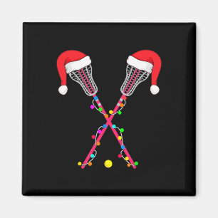 Aimant Lacrosse Santa Hat Christmas Lights Funny Sport Xm