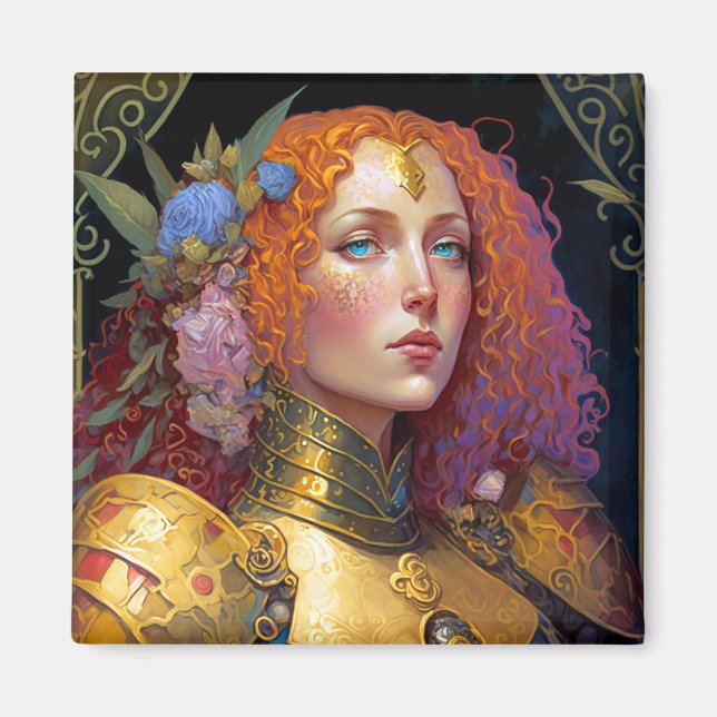 Aimant Lady Knight Warrior Armor Imaginaire Art (Devant)