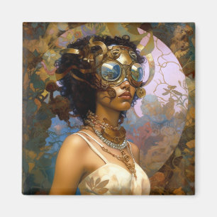 Aimant Lady Portant des lunettes Imaginaire noir Sci-Fi