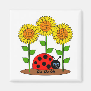 Aimant Ladybug avec les tournesols
