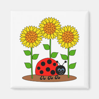 Aimant Ladybug avec les tournesols